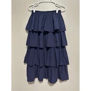Mare Mare Tiered Pleated Midi Skirt Navy Size Small